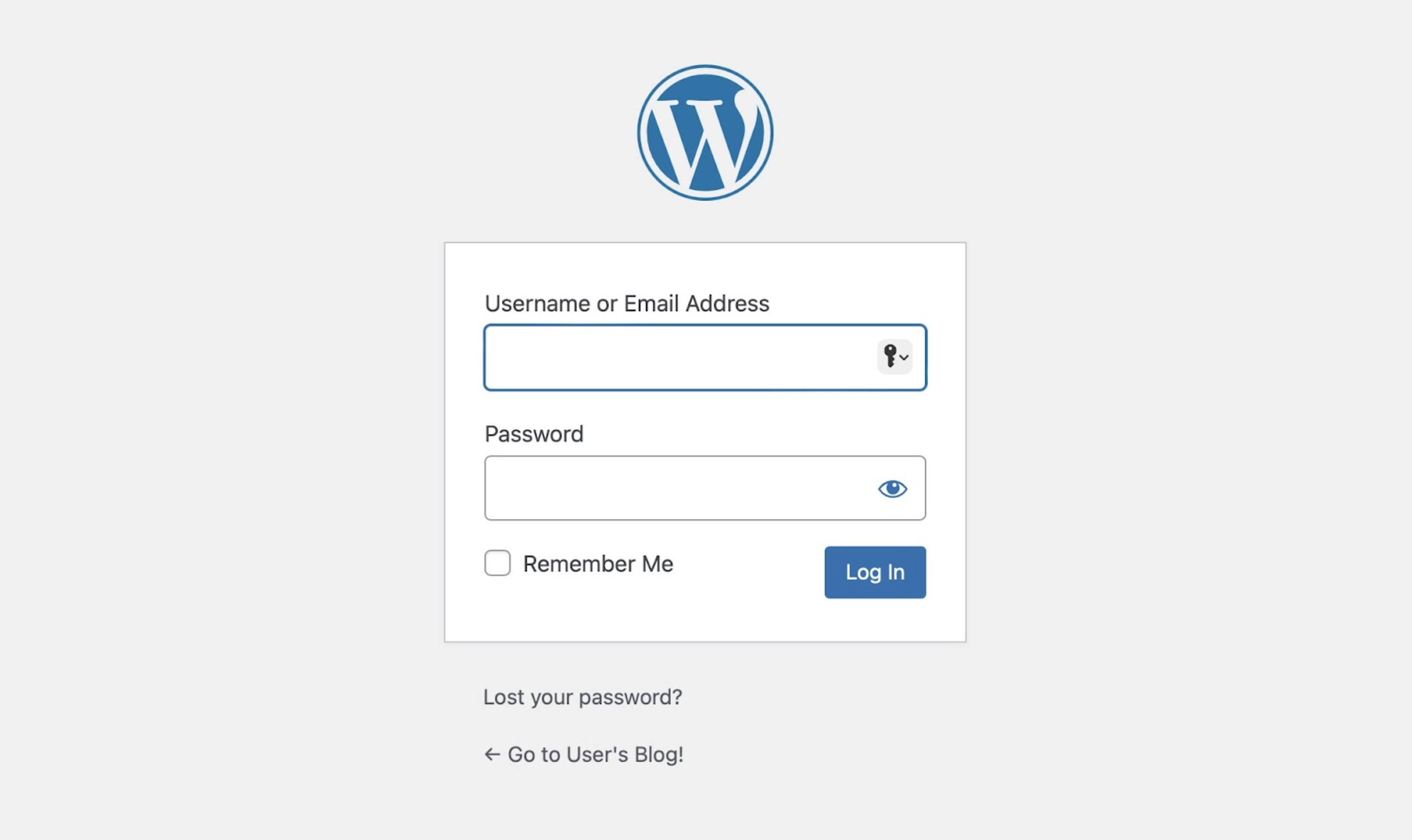 WordPress Login Screen WordPress Login Screen